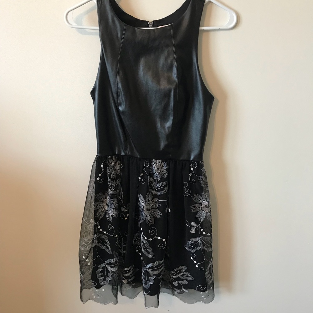 Black Leather and Lace Dress